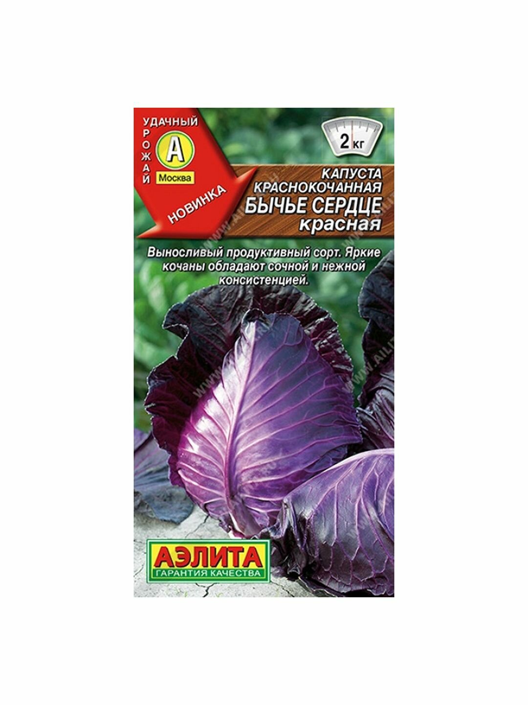 Семена Капуста краснокочанная Бычье сердце красное среднеспелый Аэлита 1 пачка - 0.3г семян
