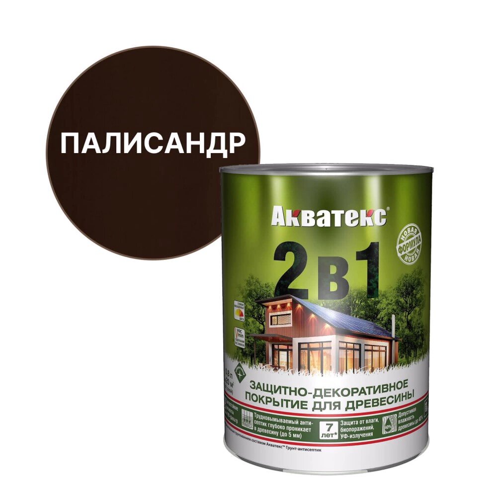 Покрытие для дерева защитное 2в1 Акватекс палисандр 08 л