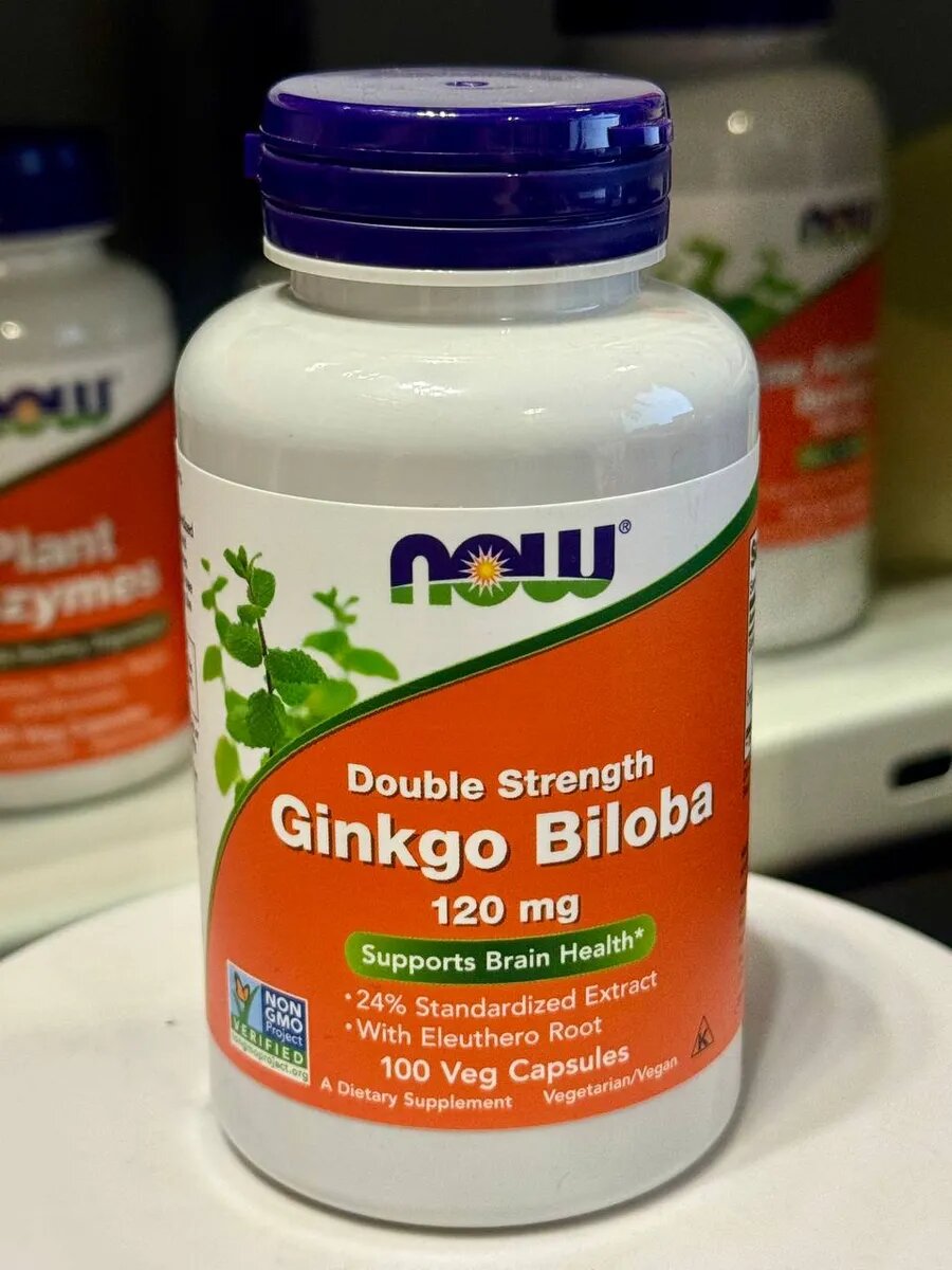 NOW GINKGO BILOBA 120 mg — улучшение памяти и концентрации, 100 капсул