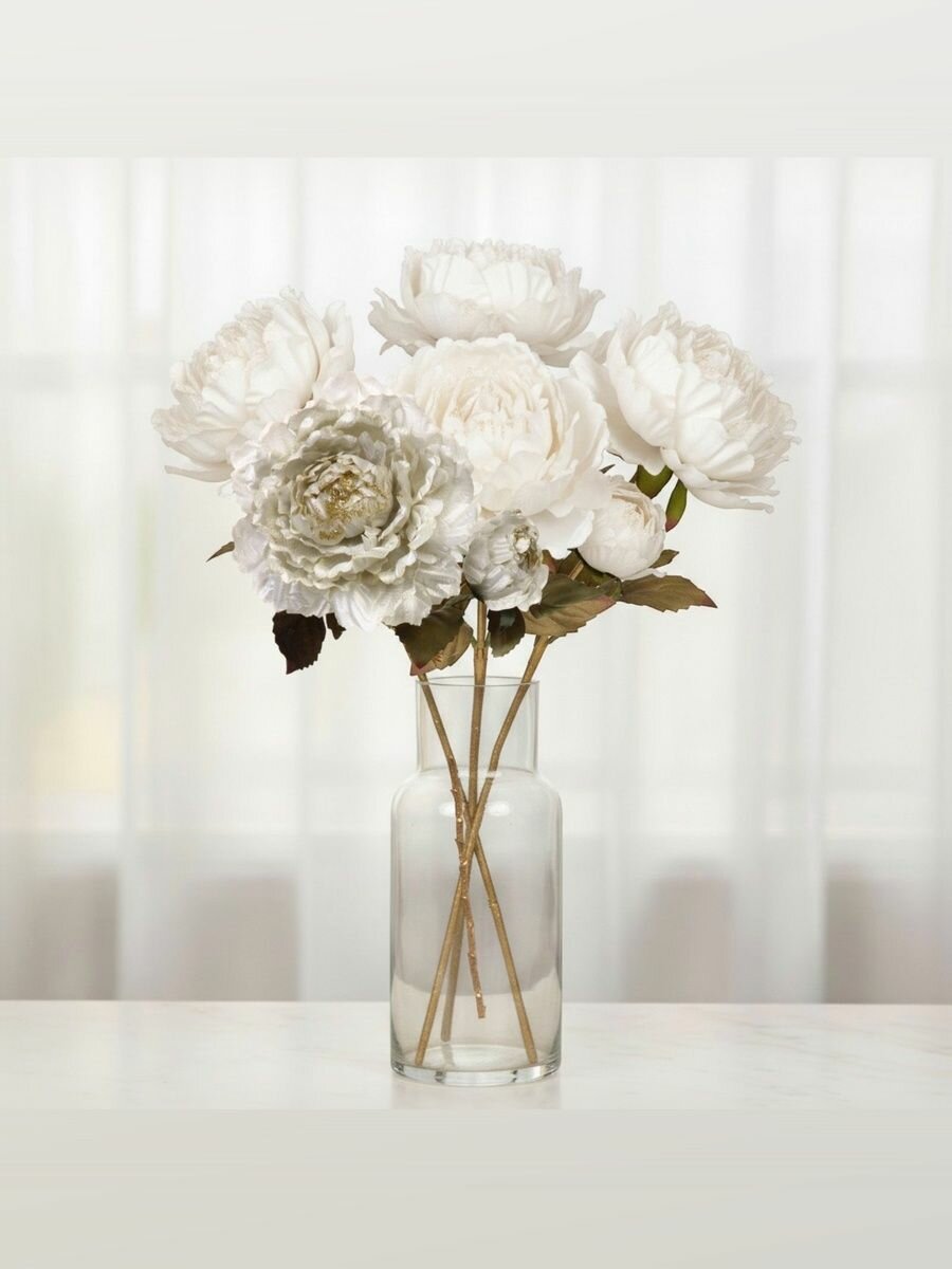 Букет Пионов 5шт "FLOWERS GLAMOUR" 60см белые