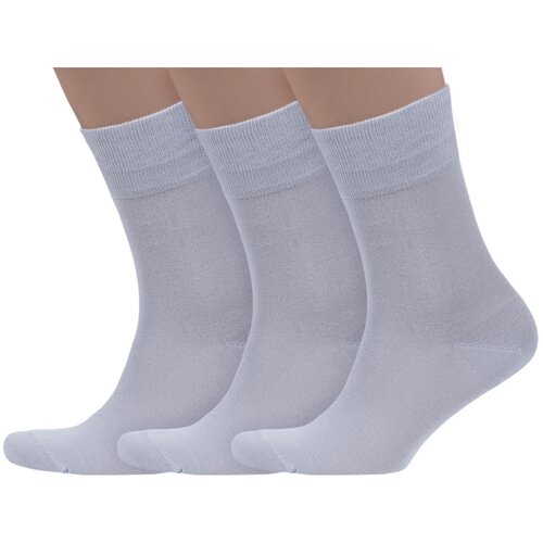 фото Комплект из 3 пар мужских бамбуковых носков grinston socks (pingons) светло-серые, размер 25