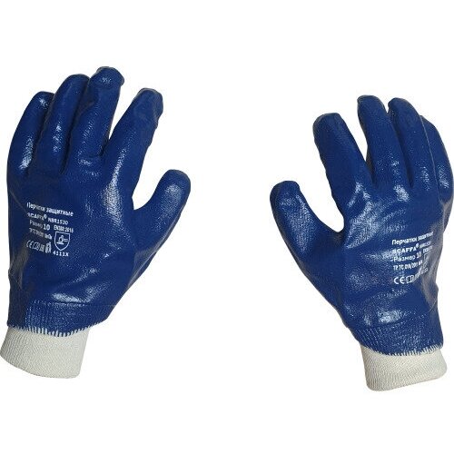 Перчатки защитные с полным нитриловым обливом SCAFFA NBR1530 1 пара Размер 10 перчатки с полным нитриловым обливом scaffa nbr4515 размер 10