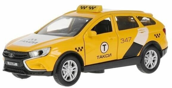 Машинка металлическая ТехноПарк Lada Vesta SW Cross Такси 12см свет, звук VESTACROSS-12SLTAX-YE