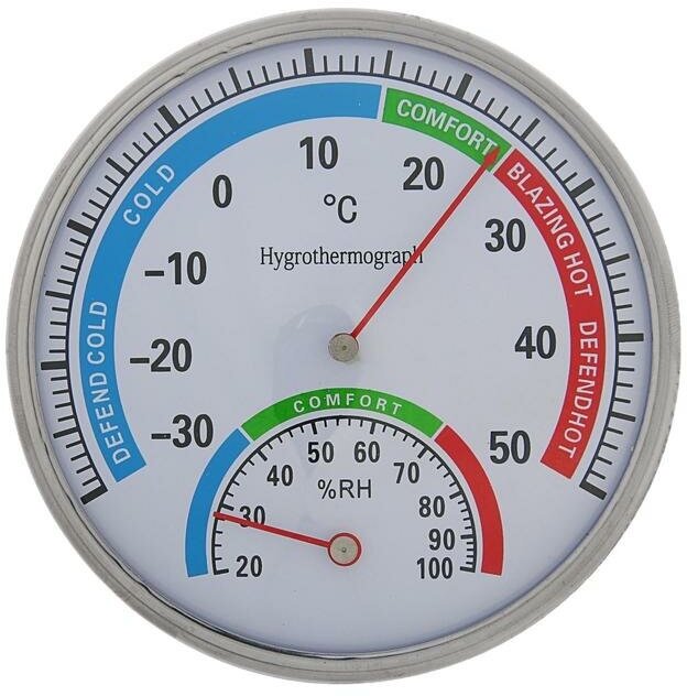 Термометр уличный, механический, гигрометр, круглый, металл