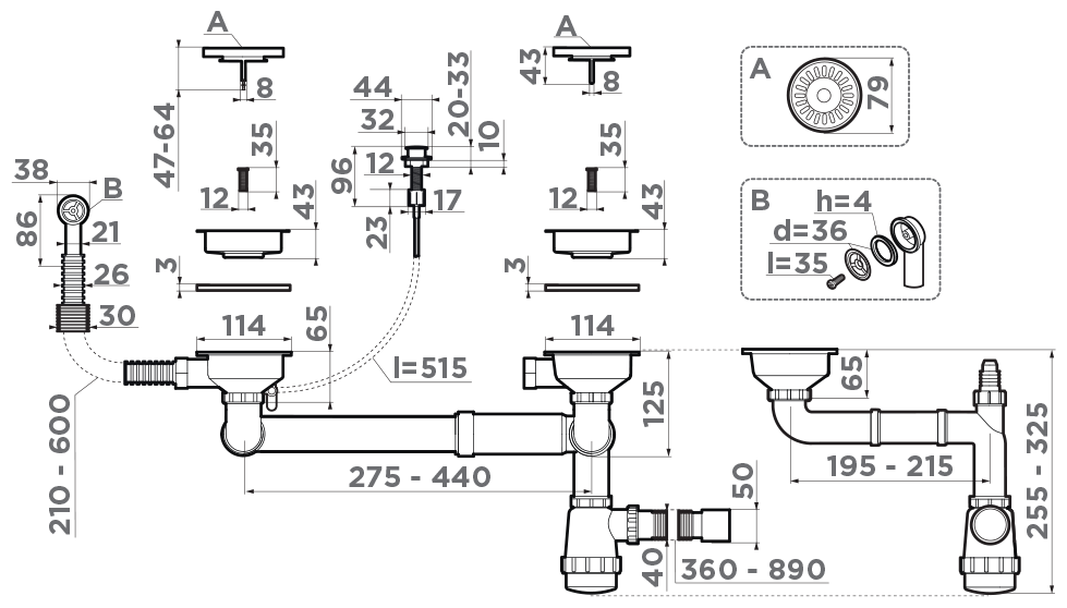 Сифон для мойки Omoikiri WK-1,5CL-R-A-AB022 античная латунь - фото №2