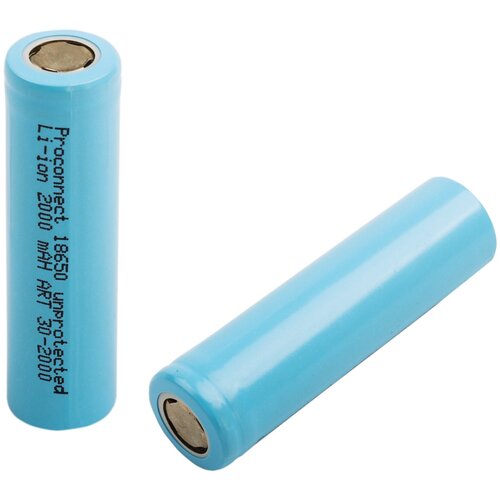 Аккумулятор 18650, unprotected, Li-ion, 2000 mAH, пакет БОБ PROCONNECT 30-2000-01 15640262