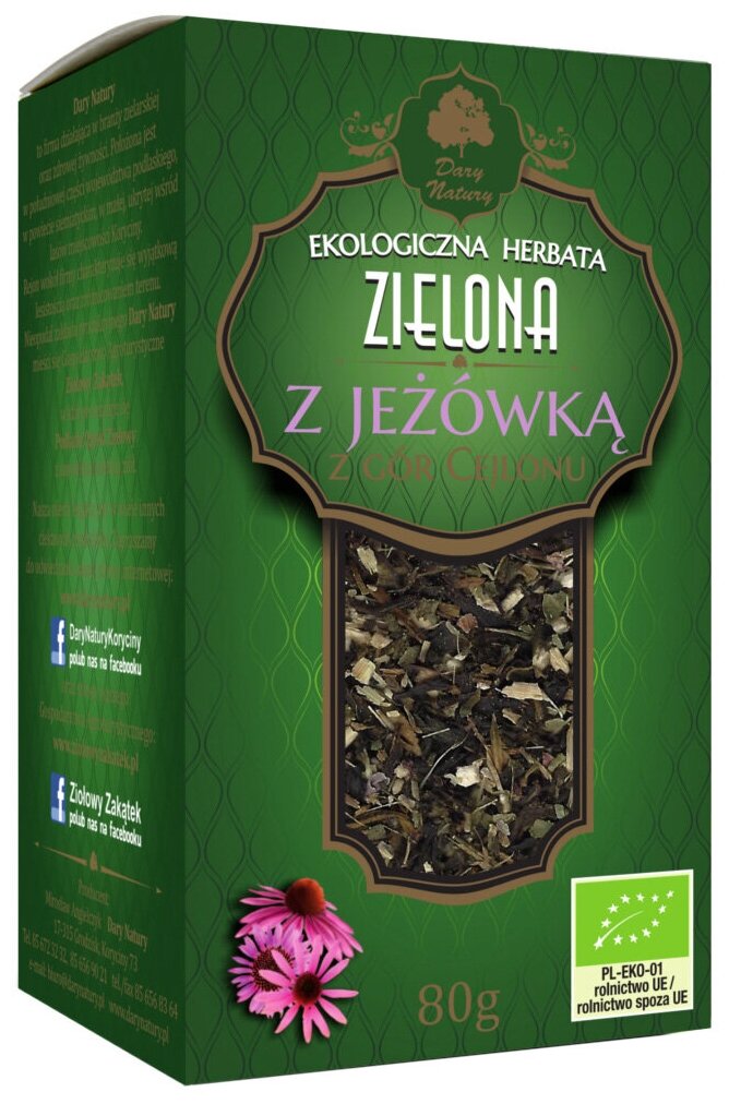 Чай зелёный цейлонский с эхинацеей Dary Natury, 80 г
