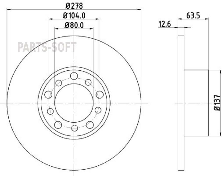 BEHR-HELLA 8DD355100-071 Диск тормозной MERCEDES-BENZ COUPE (C123) MERCEDES-BENZ Notchback (W123) MERCEDES-BENZ Station wag