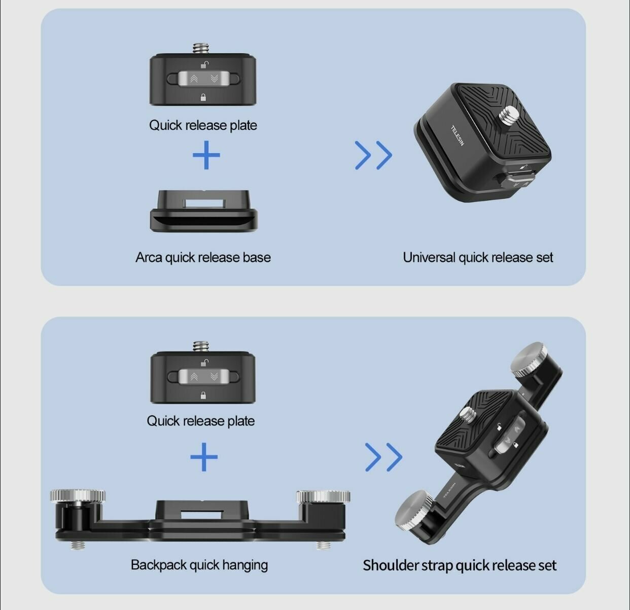 Металлическая база на рюкзак/ремень из набора для быстрой фиксации фототехники Telesin