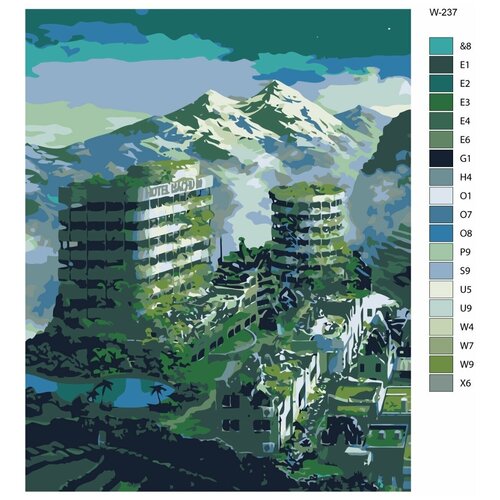 Картина по номерам W-237 Заброшенное здание в гораx 80x100 картина по номерам z 237 машина в бассейне 80x100