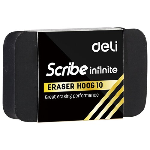 Ластик Deli EH00610 Scribe Infinite 30х11х46мм черный индивидуальная картонная упаковка