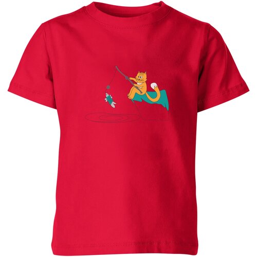Футболка Us Basic, размер 10, красный мужская футболка кот рыбак с уловом l желтый