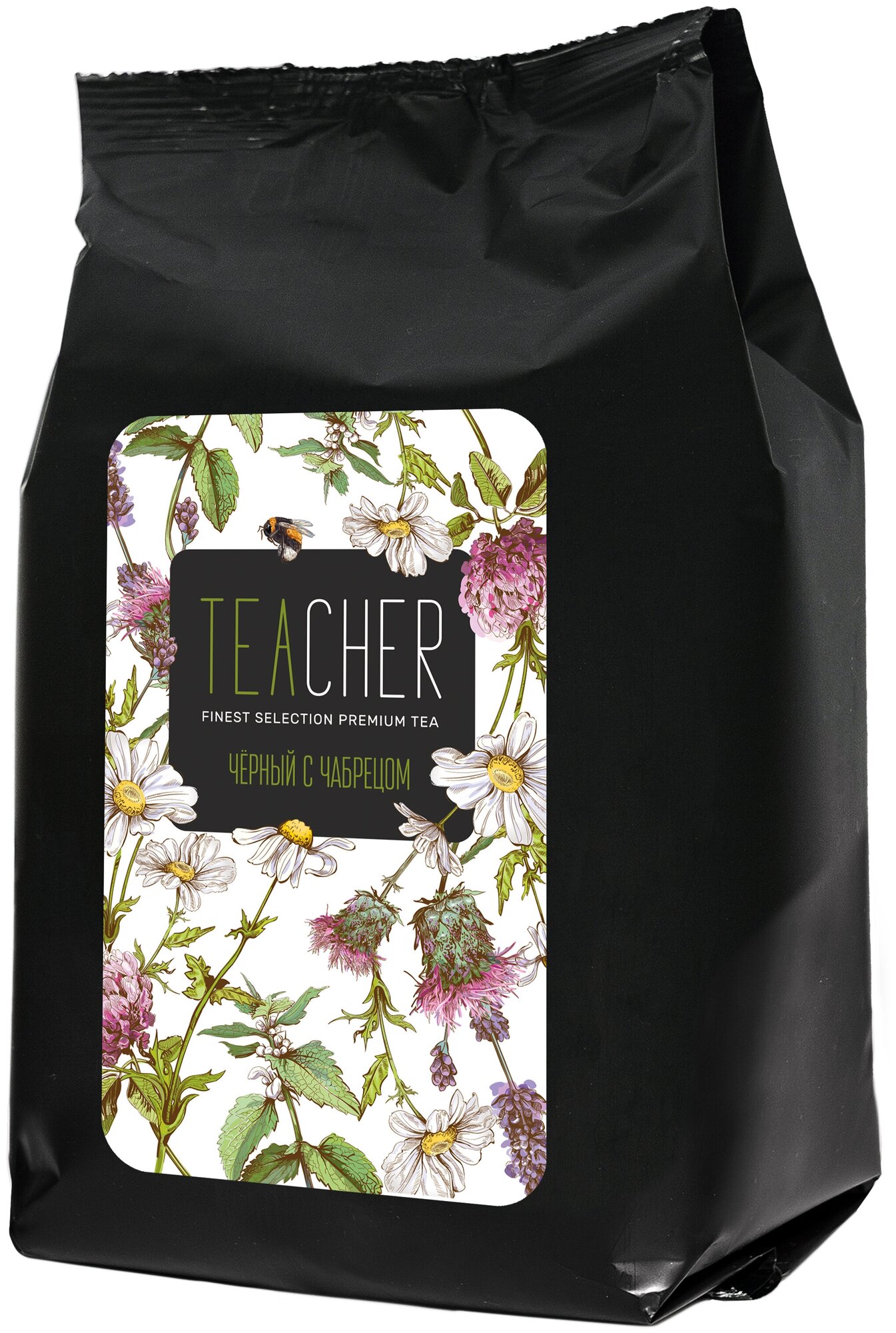 Чай TEACHER Черный с чабрецом 250 черный листовой индийский байховый травяной премиум рассыпной весовой - фотография № 5