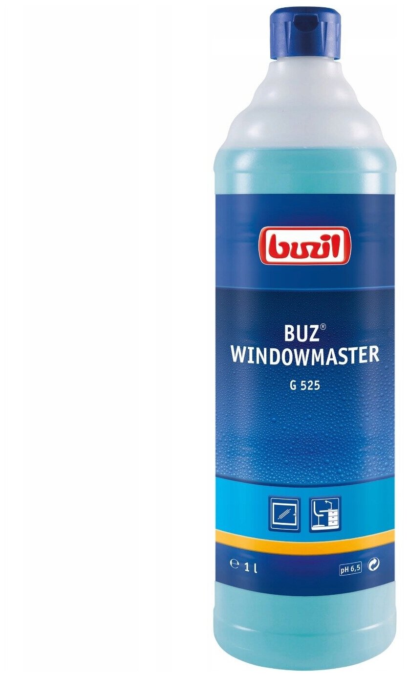 Чистящее моющее средство Buzil Windowmaster G525 для мойки окон зеркал стёкол рам пластика пластмассовых и стеклянных поверхностей от загрязнений без разводов / бузиль