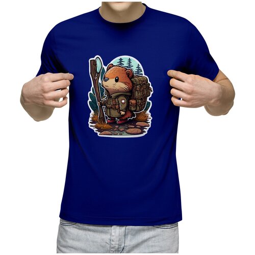 фото Мужская футболка «в поход!» (xl, синий) us basic