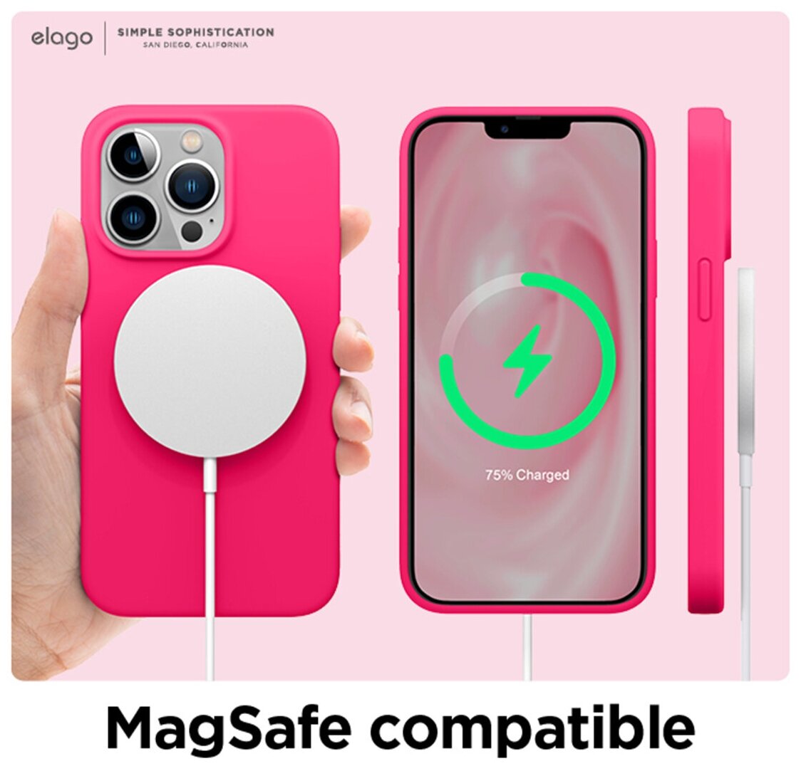 Elago для iPhone 13 Pro Max чехол Soft silicone (Liquid) Neon Hot Pink