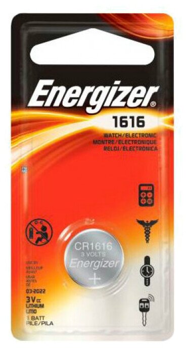 Батарейка Energizer CR1616, в упаковке: 1 шт.