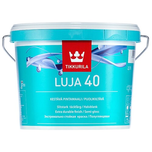 краска акриловая tikkurila luja 40 полуглянцевая бесцветный 9 л 10 8 кг Краска акриловая Tikkurila Luja 40 полуглянцевая бесцветный 2.7 л 2.7 кг