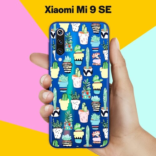 Силиконовый чехол на Xiaomi Mi 9 SE Узор из кактусов / для Сяоми Ми 9 СЕ силиконовый чехол на xiaomi mi 9 se цветы 10 для сяоми ми 9 се