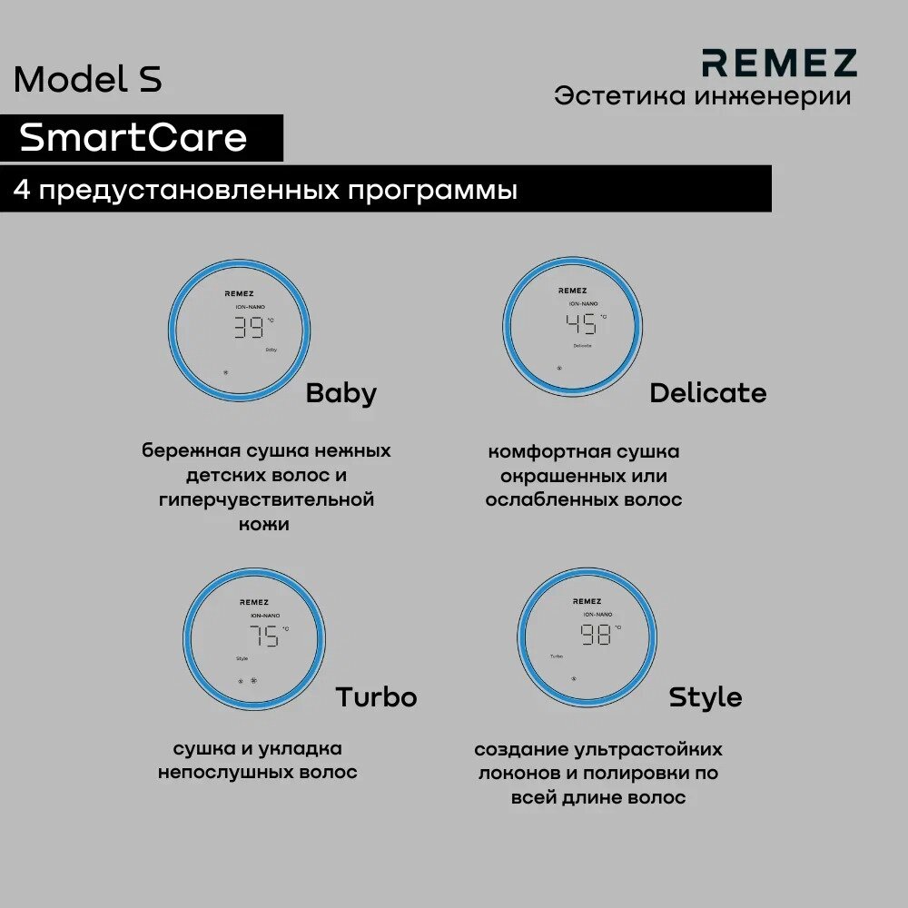 Фен-стайлер для волос профессиональный с насадками REMEZ Model S RMB-707 - фотография № 5