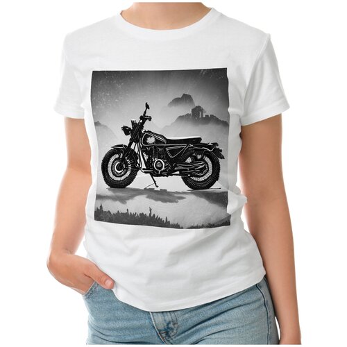 фото Женская футболка «мотоцикл №2» (2xl, белый) roly