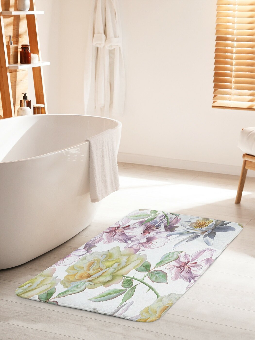 Коврик для ванной комнаты и туалета противоскользящий JoyArty "Весенние цветы" 60х100 см