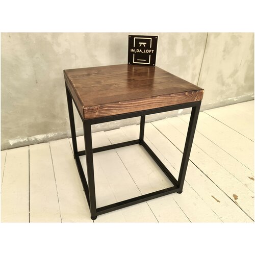 Табурет - стул из массива дерева и металла в стиле Лофт бренда IN_DA_LOFT 40*40*46(В) см