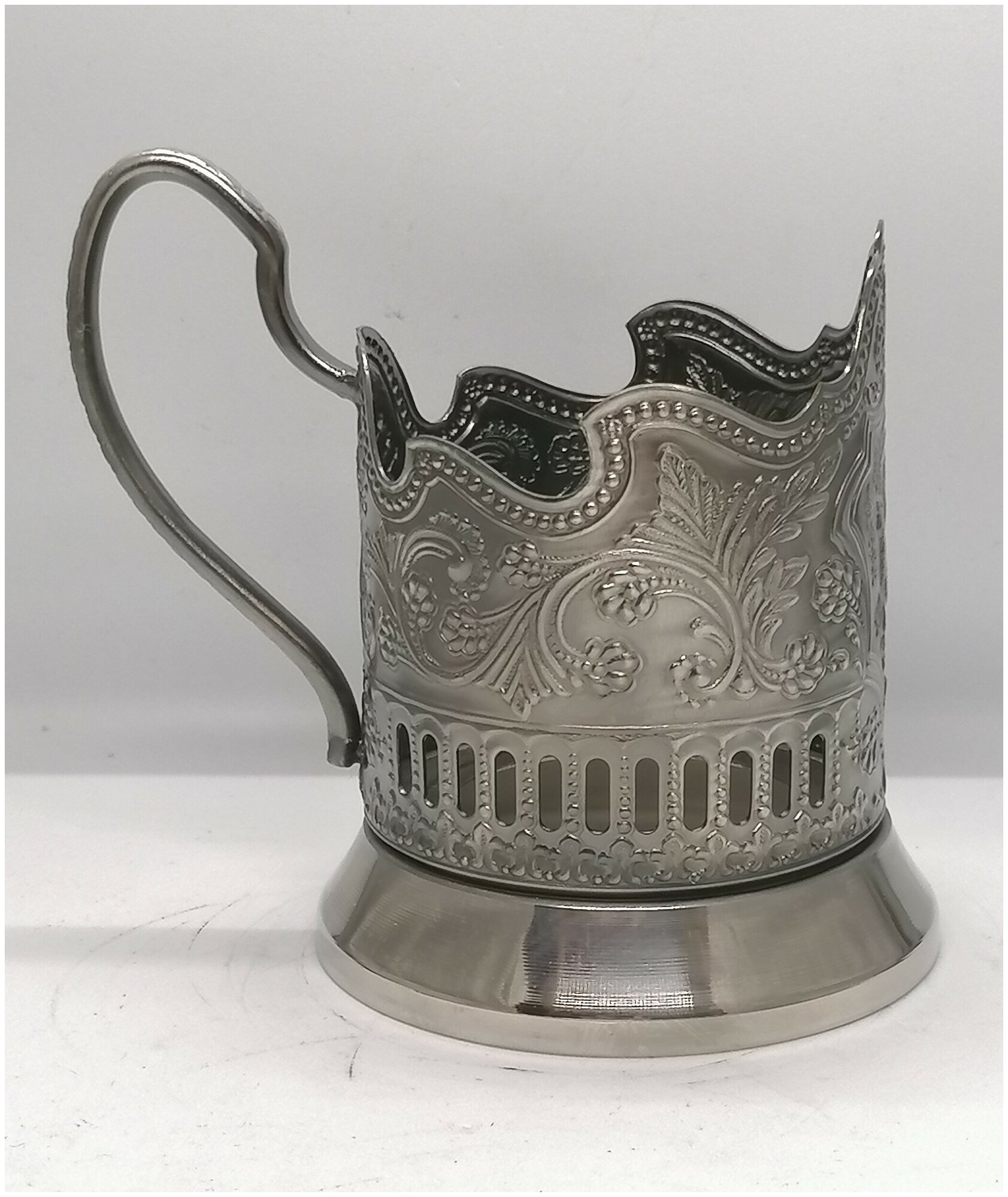 Подстаканник никелированный с чернением " Глухарь" — фото 1