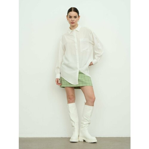 Рубашка  Uniize, повседневный стиль, оверсайз, длинный рукав, однотонная, размер 44, белый