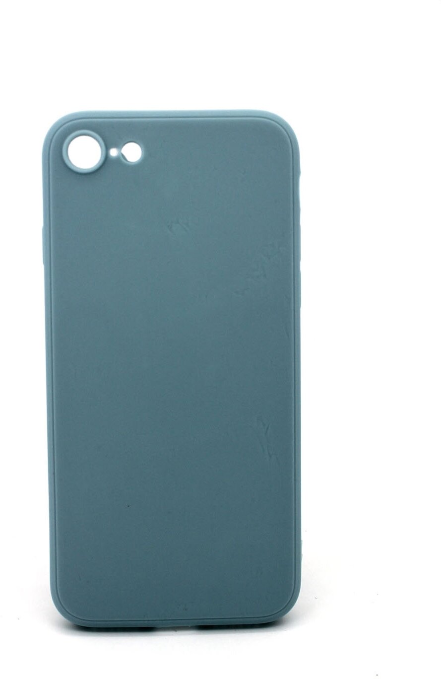 Чехол силиконовый матовый для Apple Iphone SE / Apple Iphone 8 / Apple Iphone 7, с защитой камеры, небесно-голубой
