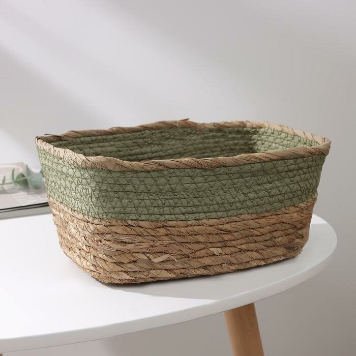 Корзина для хранения плетёная ручной работы LaDо́m «Лео», 25×18×12 см, цвет зелёный