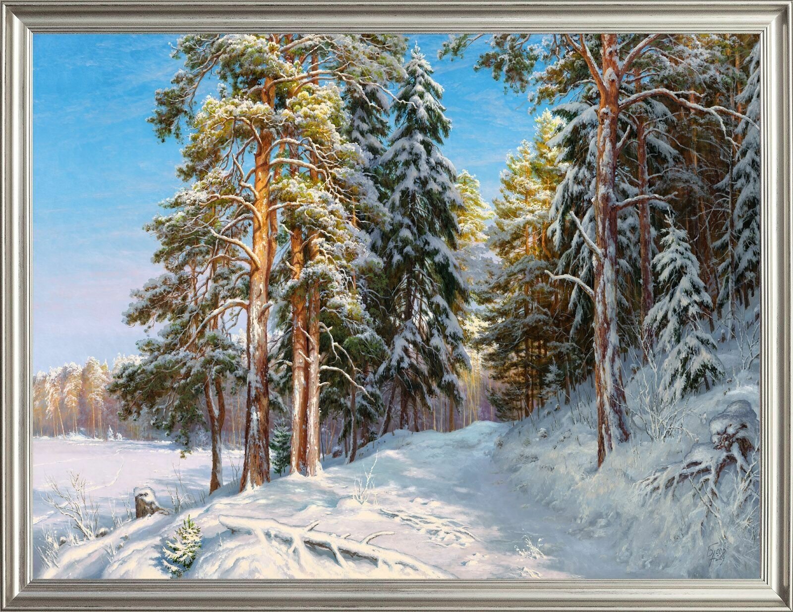 Картина "Мороз", 50х70 см, художник - Басов Сергей, оформлена в багет, Арт. БС3-50х70