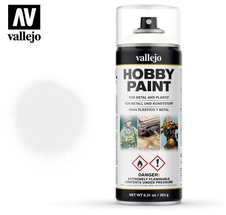 Аэрозольная грунтовка Vallejo серии Aerosol - White 28010 (400 мл)