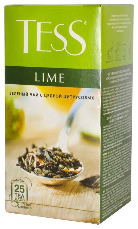 Tess Lime зеленый чай в пакетиках, 25 пак.