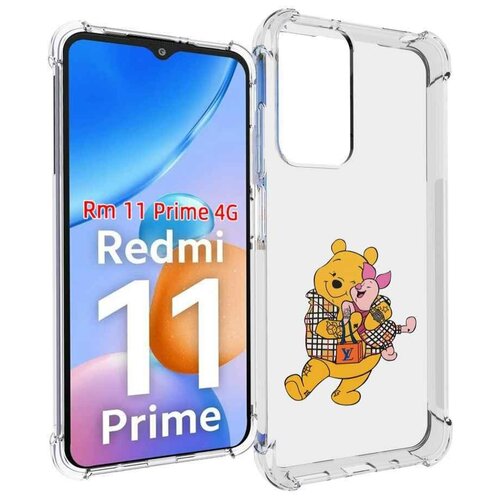 Чехол MyPads модный-медведь-из-винни-пуха для Xiaomi Redmi 11 Prime 4G задняя-панель-накладка-бампер чехол mypads музыкальный медведь для xiaomi redmi 11 prime 4g задняя панель накладка бампер