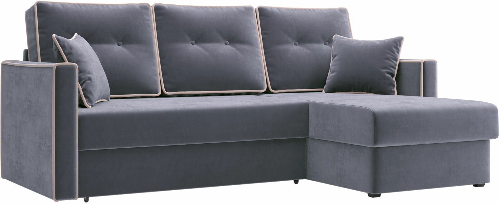 Угловой диван Первый Мебельный Лагос Серый, велюр Независимый пружинный блок - фотография № 1