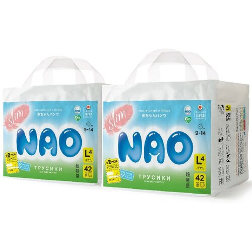 NAO трусики Slim, 42 шт., 2 уп., белый подгузники трусики 4 размер l памперсы ночные детские 9 14 кг 44 шт