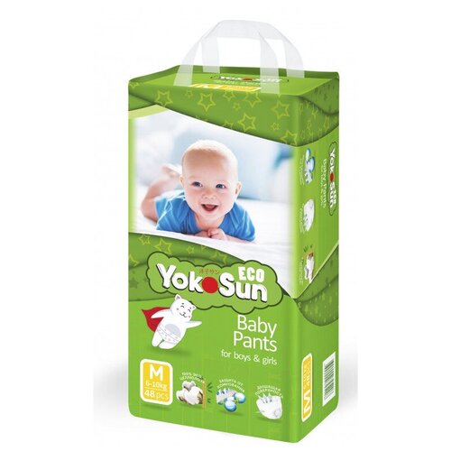 YokoSun трусики Eco М, 6-10 кг, 48 шт., белый трусики подгузники одноразовые для детей солнце и луна eco 3 m 6 10 кг 44 шт