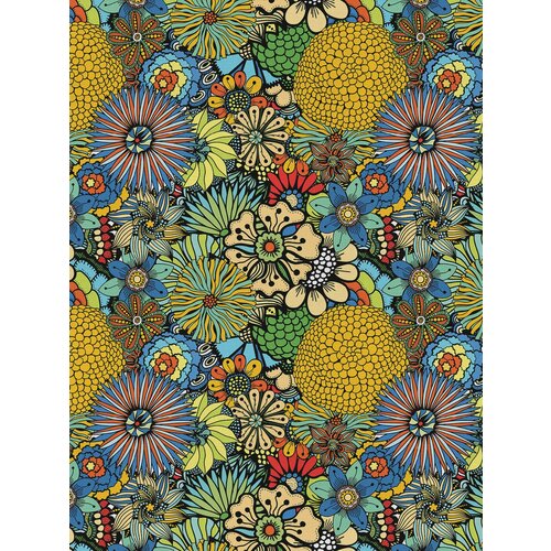 Отрезная ткань для мебели Ambesonne "Цветочный луг" метражом для рукоделия и шитья, сатен, 185 см