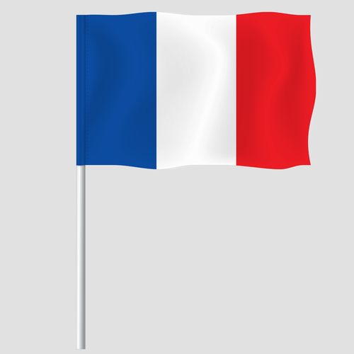 Флаг (флажок) Франции на палочке / 15x22 см. / 5 штук