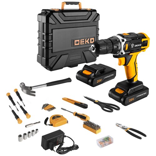Дрель-шуруповерт аккумуляторная 20В DEKO DKCD20FU-Li набор 63 инструмента в кейсе 063-4175 396800₽