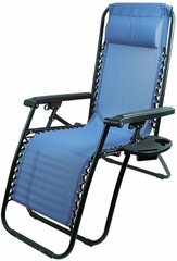 Кресло-шезлонг складное Ecos Люкс, с подстаканником, 180 x 66 x 110 см, голубое