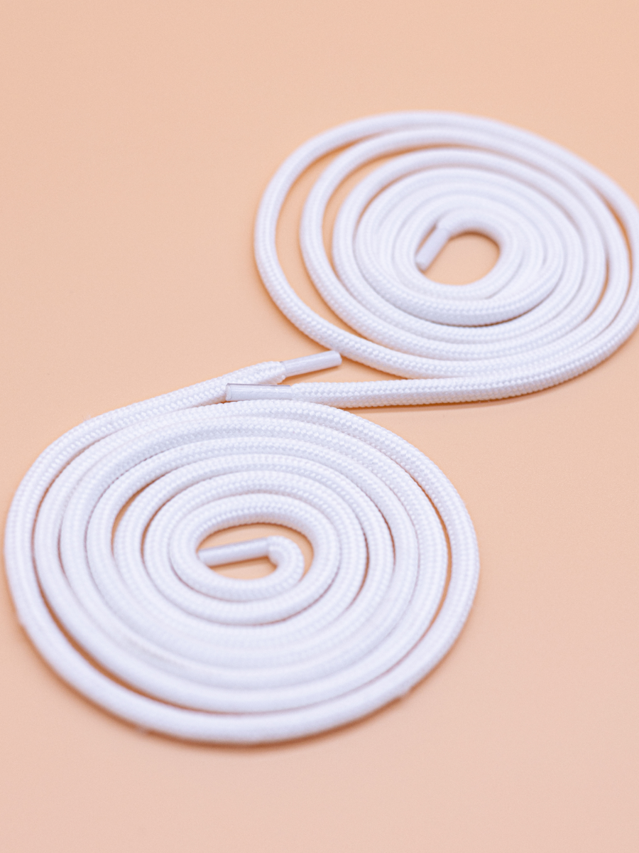 Шнурки круглые полиэфир 100 см, ширина 5 мм, белый - фотография № 1