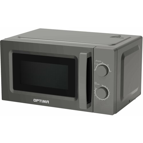 Микроволновая печь OPTIMA MO-2023G (20л, 700Вт, механич. ПУ, ручка д/откр. дверцы, 5 ур. мощн, серая) микроволновая печь willmark wmo 201mw 20л 700вт механич пу ручка д л откр дв 6 ур мощн белая