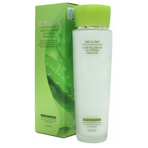 Эмульсия для лица с экстрактом алоэ, Aloe Full Water Activating Emulsion, 3W Clinic, 8809469775472 увлажняющая эмульсия с экстрактом алоэ 3w clinic aloe full water activating emulsion 150 мл