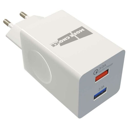 Сетевое зарядное устройство More choice Smart 2USB 3.0A QC3.0 для Type-C NC55QCa (White)