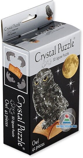 Головоломка 3D Crystal Puzzle Сова дымчатая цвет: серый - фото №10