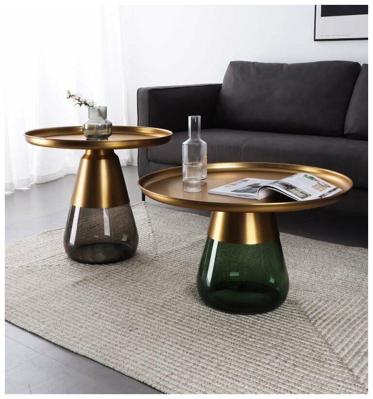 Кофейный столик Casablanca coffee table - низкий (Зеленое стекло, фиолетовый металл) - фотография № 5