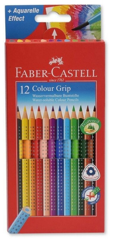 Карандаши цветные Faber-Castell GRIP 2001 12цв 3-гран 112412