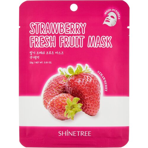 Shinetree Тканевая маска с экстрактом клубники Strawberry Fresh Fruit, 23 г shinetree тканевая маска fresh fruit с экстрактом граната 23 г